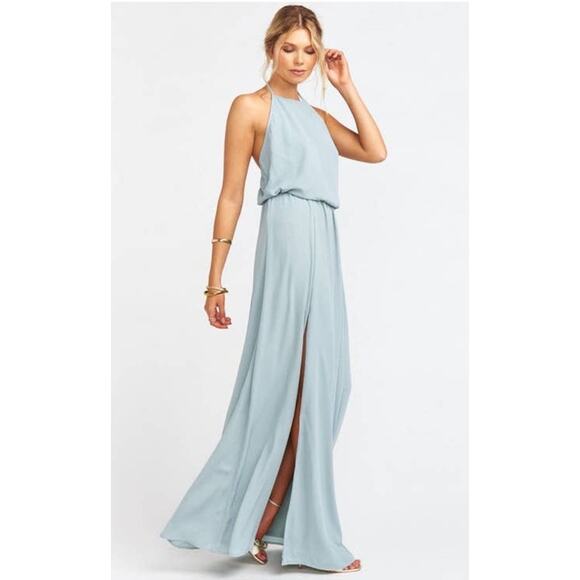 Show Me Your MuMu Heather Halter Dress Silver Sage Crisp XL NWT - Picture 6 of 9